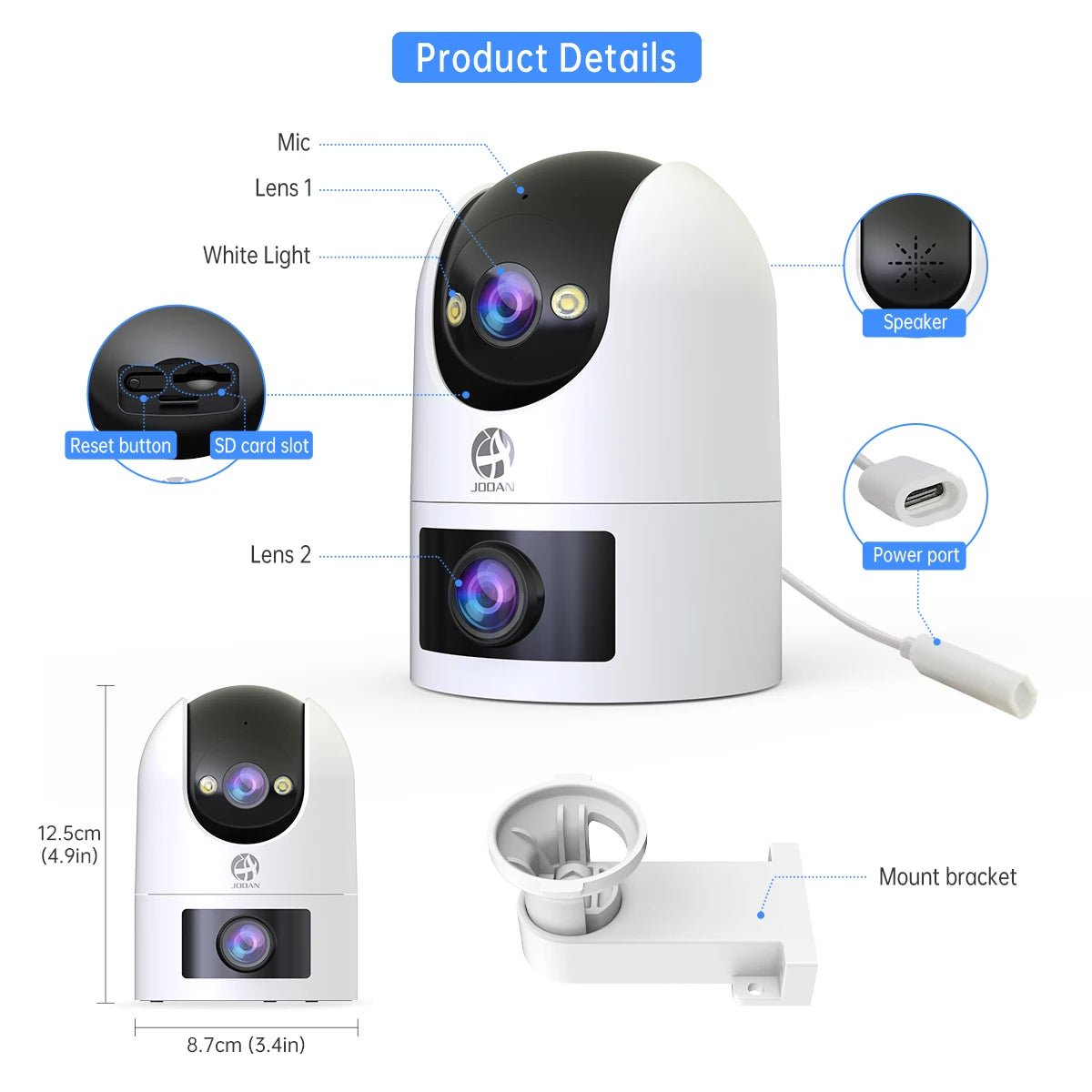 JOOAN 4K HD  PTZ Camera Outdoor Dual Lens Dual Screen AI Tracking 5G WIFI IP Camera Security Protection CCTV Video Surveillance