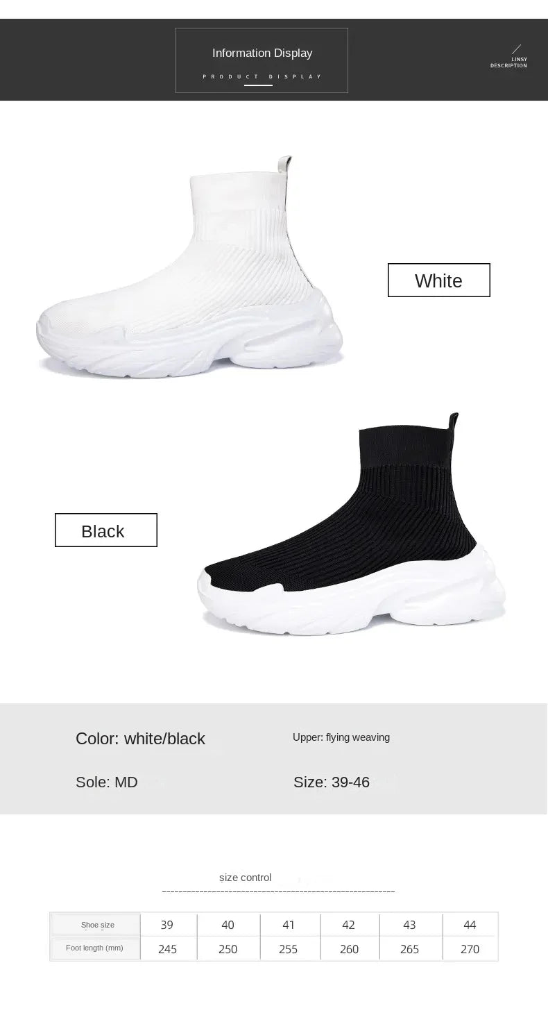 Sneakers for Men Fashion High Top Sock Shoes Autumn New Breathable Casual Shoes Outdoor Platform Anti Slip Walking Shoes 2023