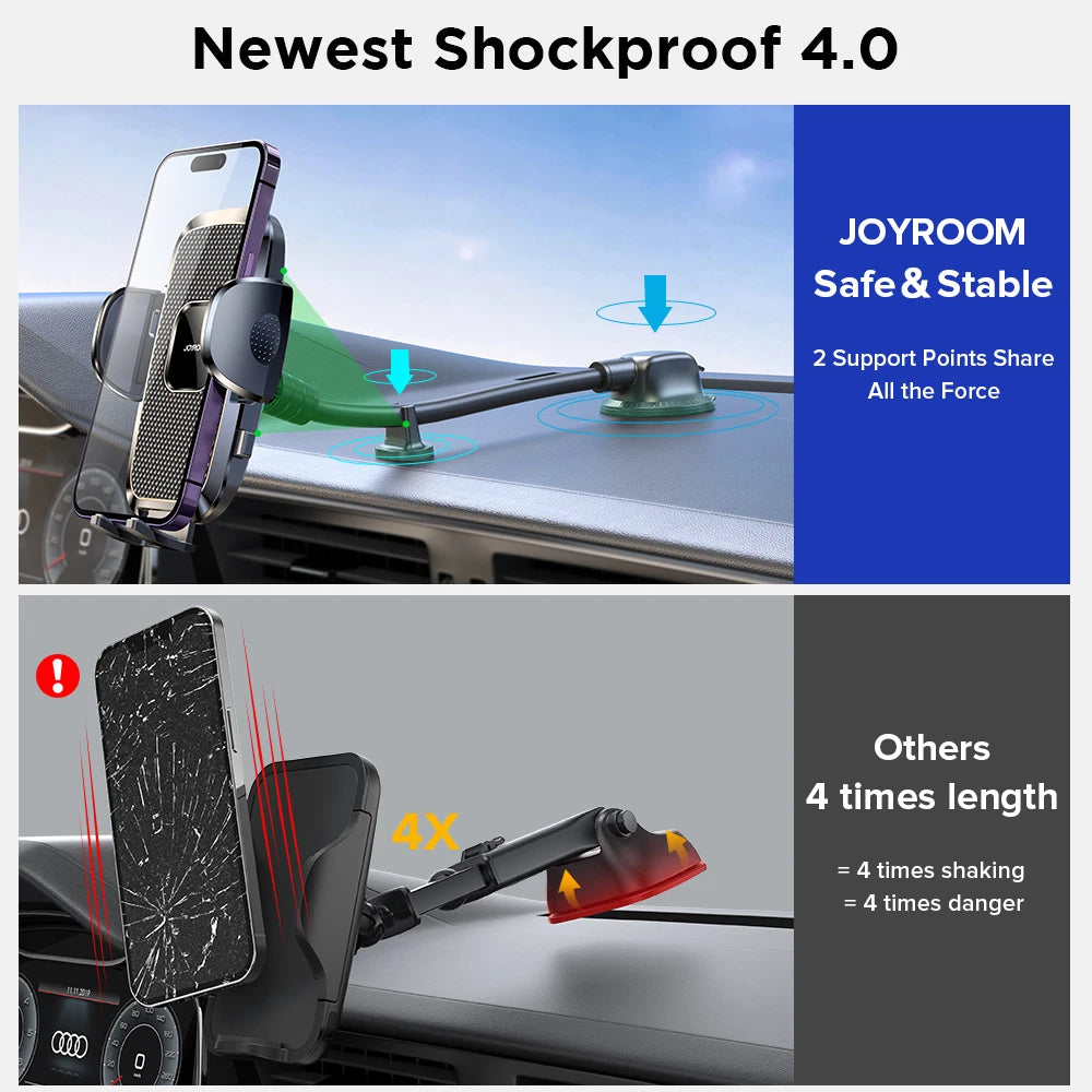 Dashboard Phone Holder for Car【360° Widest View】9in Flexible Long Arm, Universal Handsfree Auto Windshield Air Vent Phone Mount