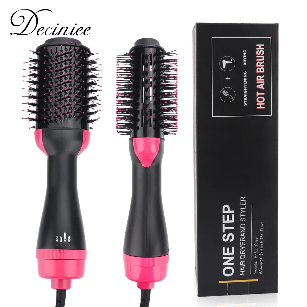 1000W Hair Dryer Hot Air Brush Styler and Volumizer Hair Straightener Curler Comb Roller One Step Electric Ion Blow Dryer Brush