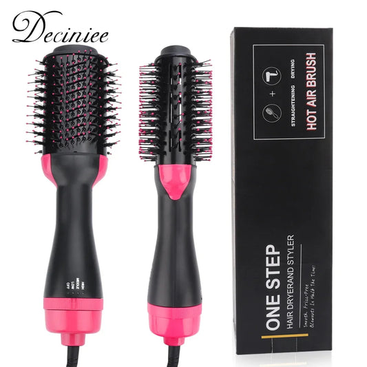 1000W Hair Dryer Hot Air Brush Styler and Volumizer Hair Straightener Curler Comb Roller One Step Electric Ion Blow Dryer Brush