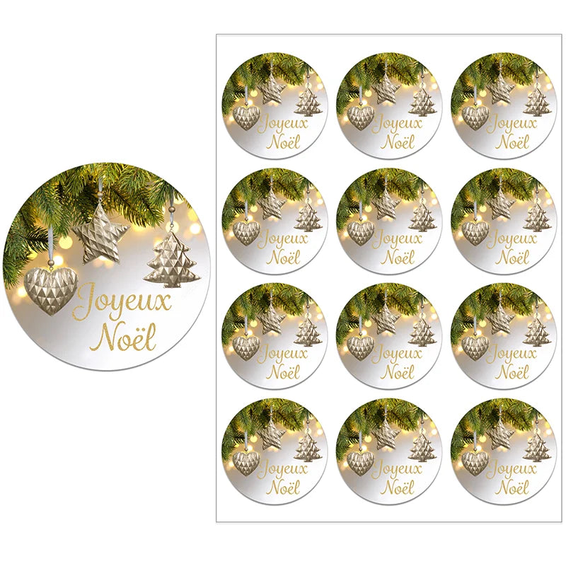 Joyeux Noël French Merry Christmas Stickers Labels Decorative Stickers Wrapping Gift Box Label Xmas Deer New Year Labels