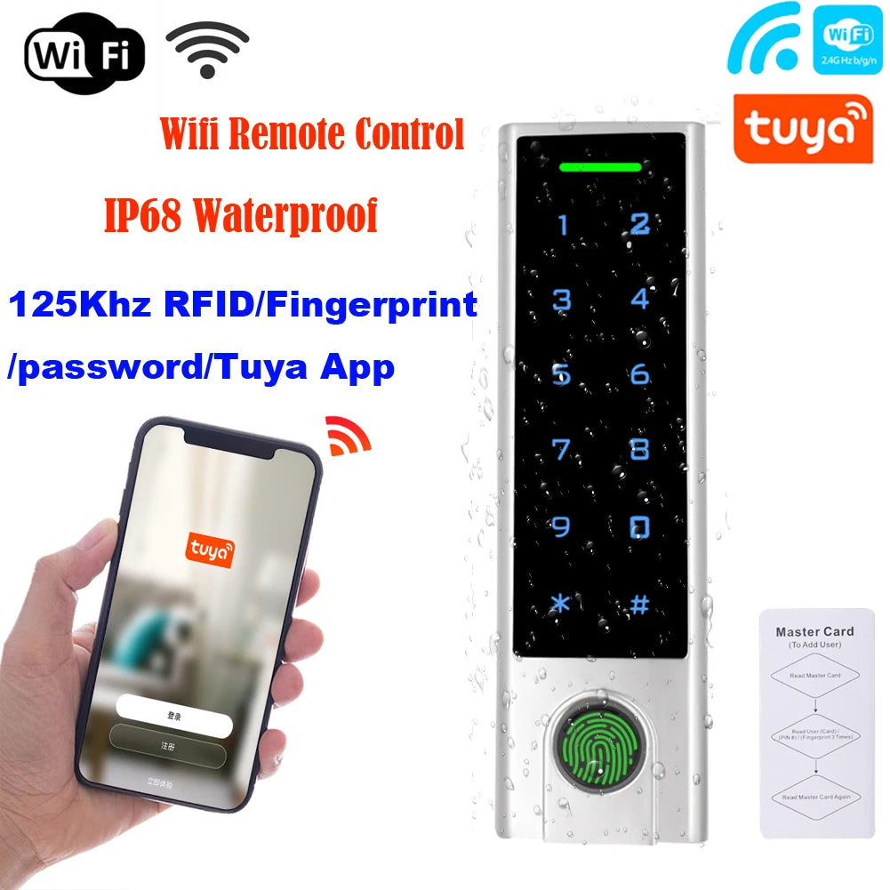 H3 / HF3 Tuya 2.4G Wifi Fingerprint Keypad 125Khz RFID Access Controller Waterproof Remote Control Anywhere Door Access Opener