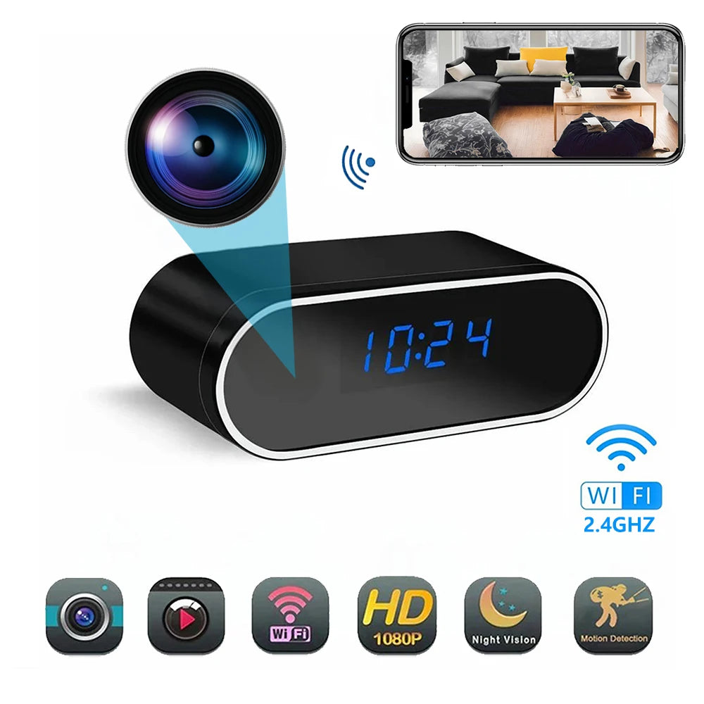 2.4GHZ WiFi small-scale Clock Camera 1080P HD Support Motion detection Night Vision DVR Home Security Nanny Video Surveillance