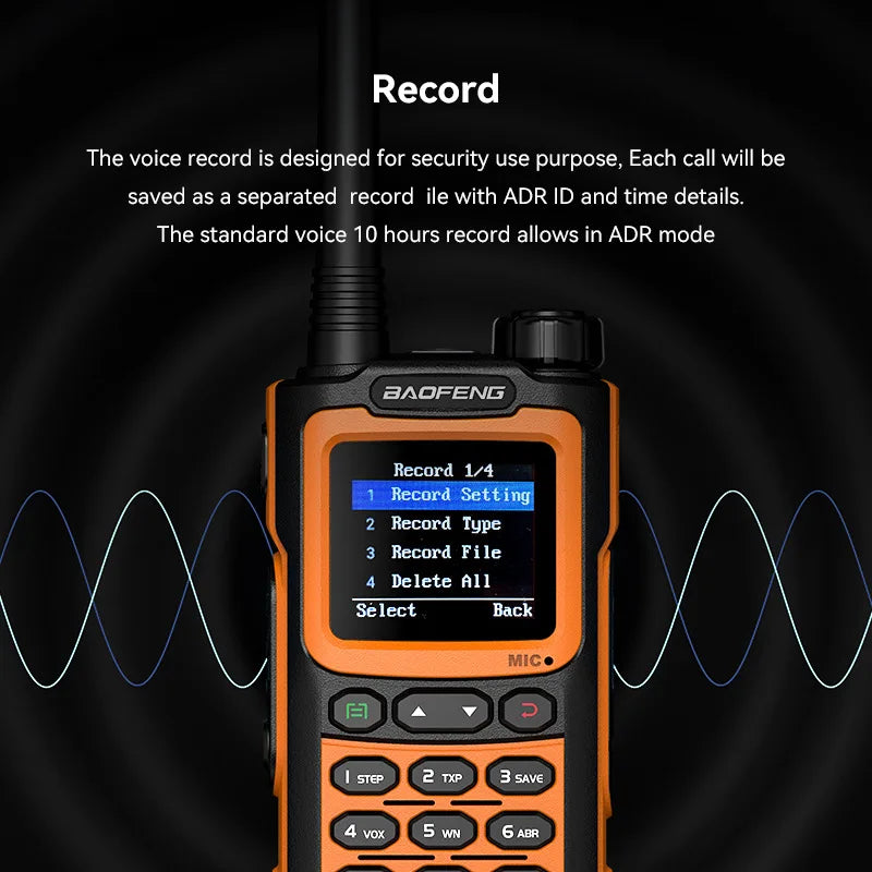 BAOFENG AD-20 Long Range Walkie Talkie Full Band Analog/Digital Wireless Copy Frequency Digital Encryption Record Two Way Radios