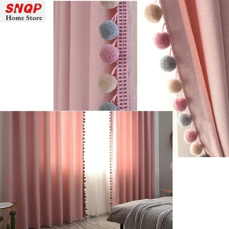 Pink Blackout Curtains for Living Room Cotton Linen Modern Curtains for Girls Bedroom Shading Window Drapes Custom Home Decor