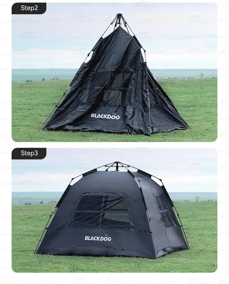 Naturehike BLACKDOG Automatic Tent Black Coating Two Doors Four Windows Camping Outdoor Sunscreen Waterproof Quick Opening Tent