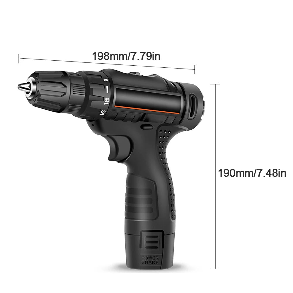 12V 16.8V Electric Cordless Screwdriver Rechargable Driver Drill Wireless Impact Drill Hand Drill Home Improvement Power Tool