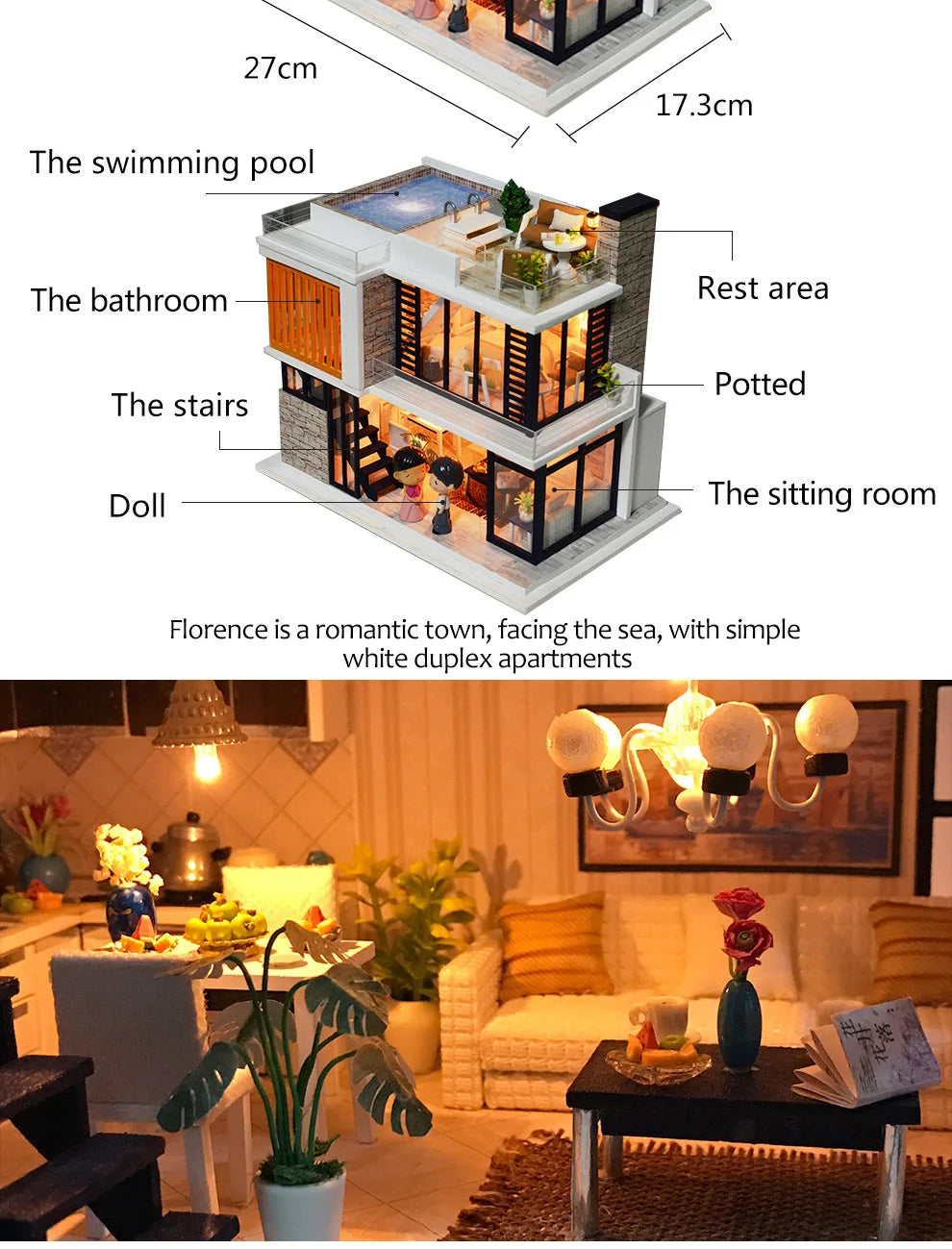 DIY Dollhouse Wooden doll Houses Miniature Doll House Furniture Kit Casa Music Led Toys for Children Birthday Gift