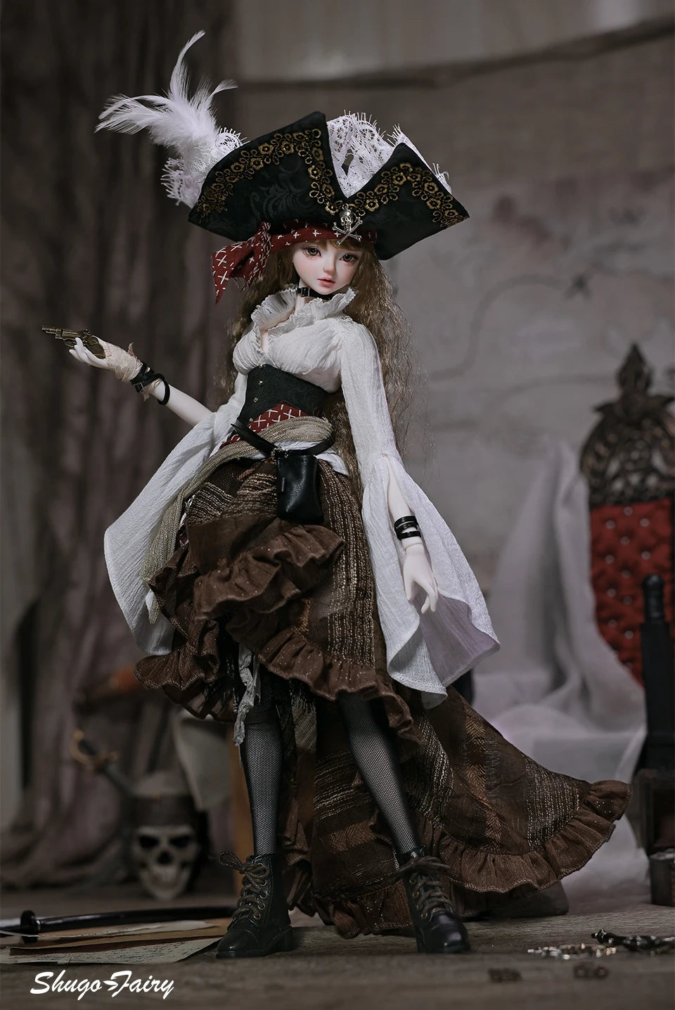 ShugaFairy Lynn Bjd Doll 1/4 Bariy Body  Middle Ages Sea Warrior Pirate Captain Moveable Joints Full Set FashionDoll