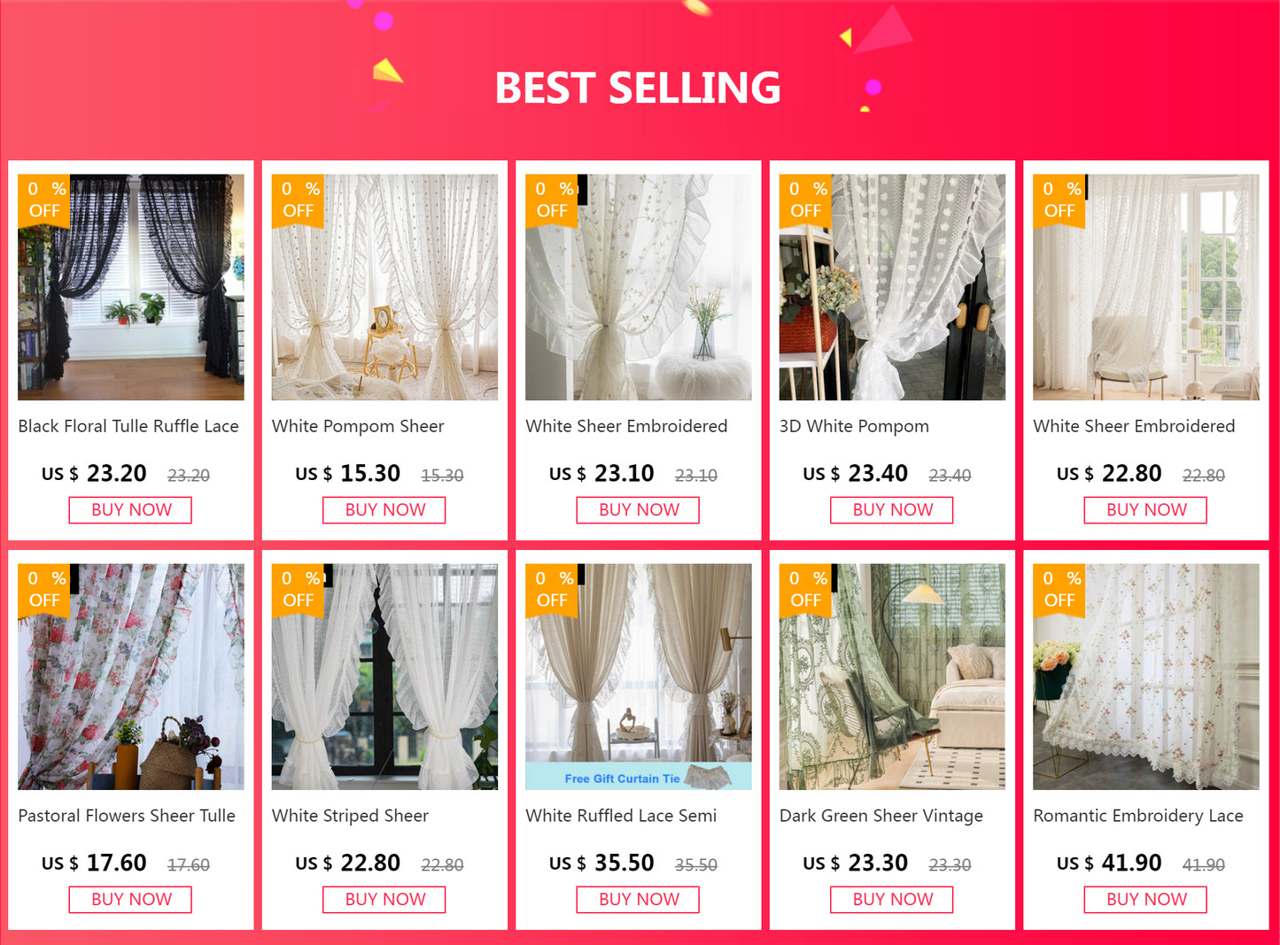 White Linen Sheer Embroidered Tulle Curtain for Girl Princess Bedroom French Romantic Ruffled Lace Voile Window Decoration Drape