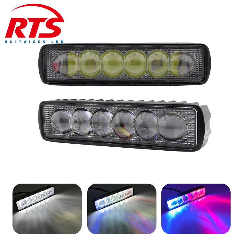 RTS LED Lights for Car Vehicles Spot White Red Blue Motorcycle LED Work Light Bar for Off-road SUV 4x4 4WD Jeep Pickup Truck