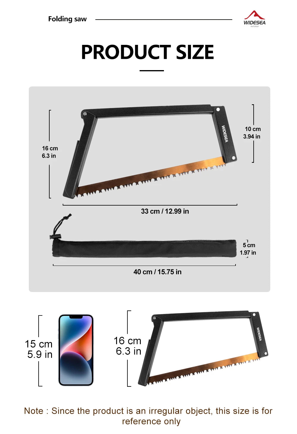 Widesea Folding Saw Camping Portable 32cm Manganese Hacksaw Blade With Storage Foldable Logging Outdoor Tools For Wood Branches