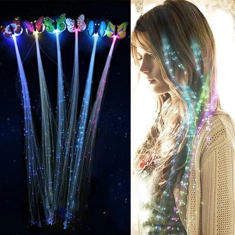 1pcs Glowing Flashing Hair Braid Luminescent Hairpin Novetly Hair Ornament Girls Led Toys New Year Party Christmas Gifts for Kid