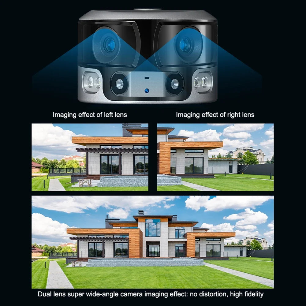 ZAOMIYOS 4G Sim Card/WIFI 180° Ultra Wide View Angle Solar Camera Outdoor 8MP Dual Lens 4X Zoom Human Detection Security Camera