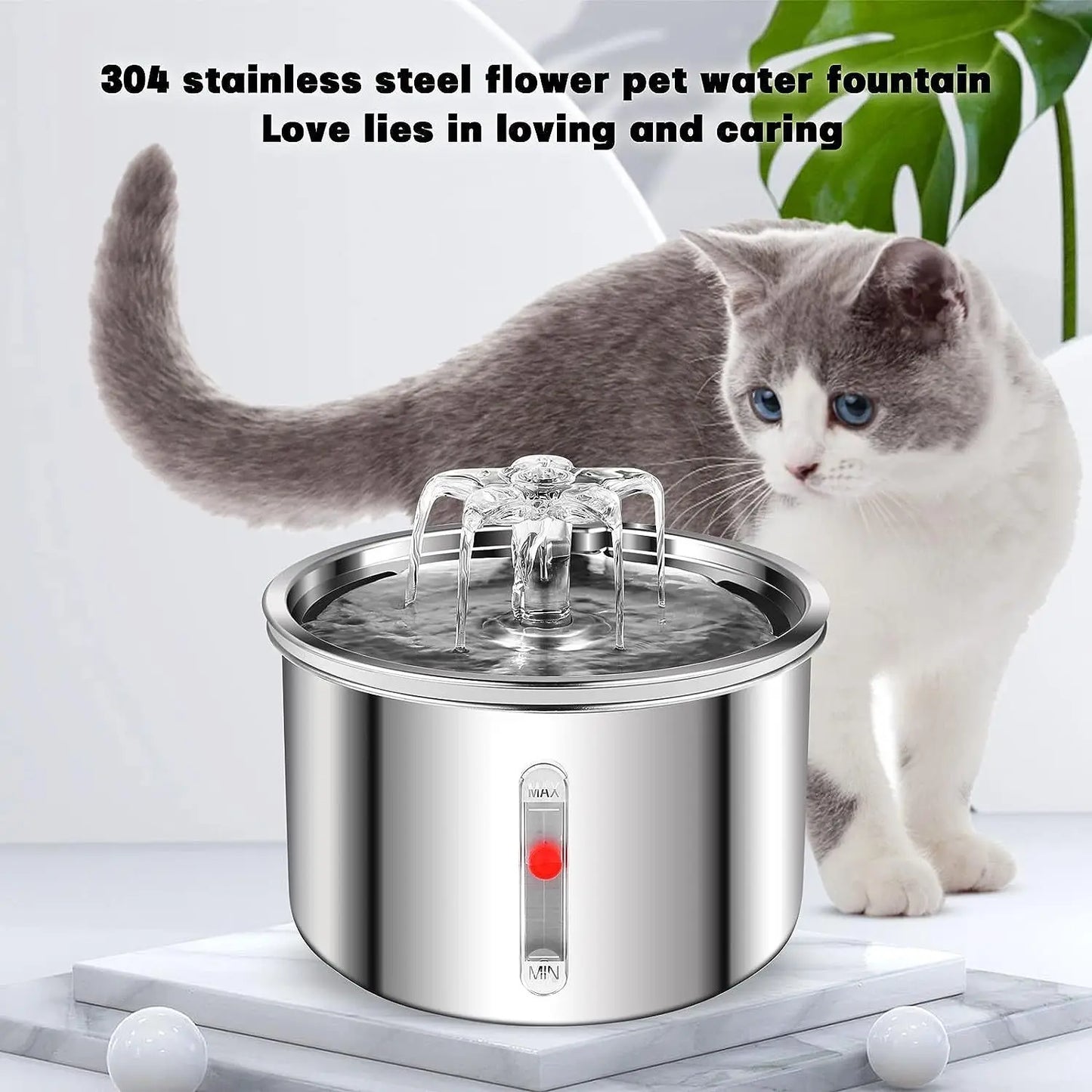 Dog Water Dispenser Automatic Pet Water Feeder 2L 100% Stainless Steel Pet Cat Water Fountion Easy to Clean and Use