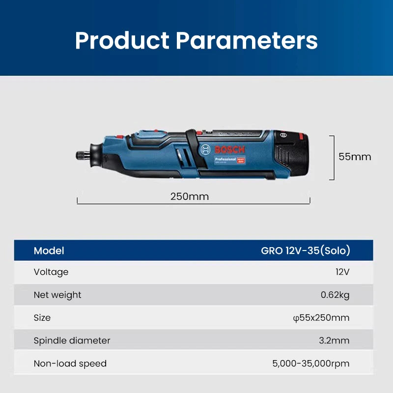 Bosch GRO 12V-35 Cordless Grinder 12V Electric Rotary Multi-Purpose Tool for Engraving Sanding Polishing Drilling Power Tools