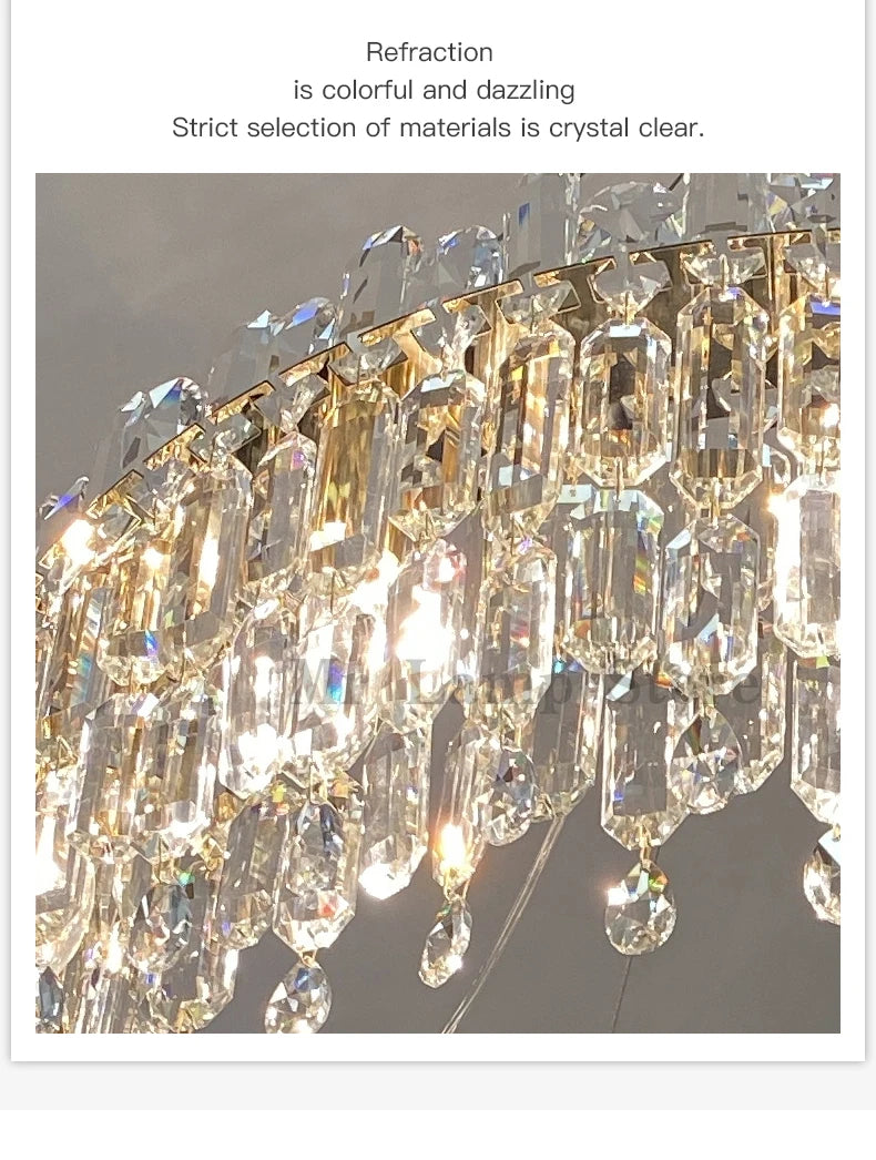 Light Luxury Crystal Pendant Gorgeous Chandelier Living Room Kitchen Light Creative Simple Luxury Atmospheric Led Decorative