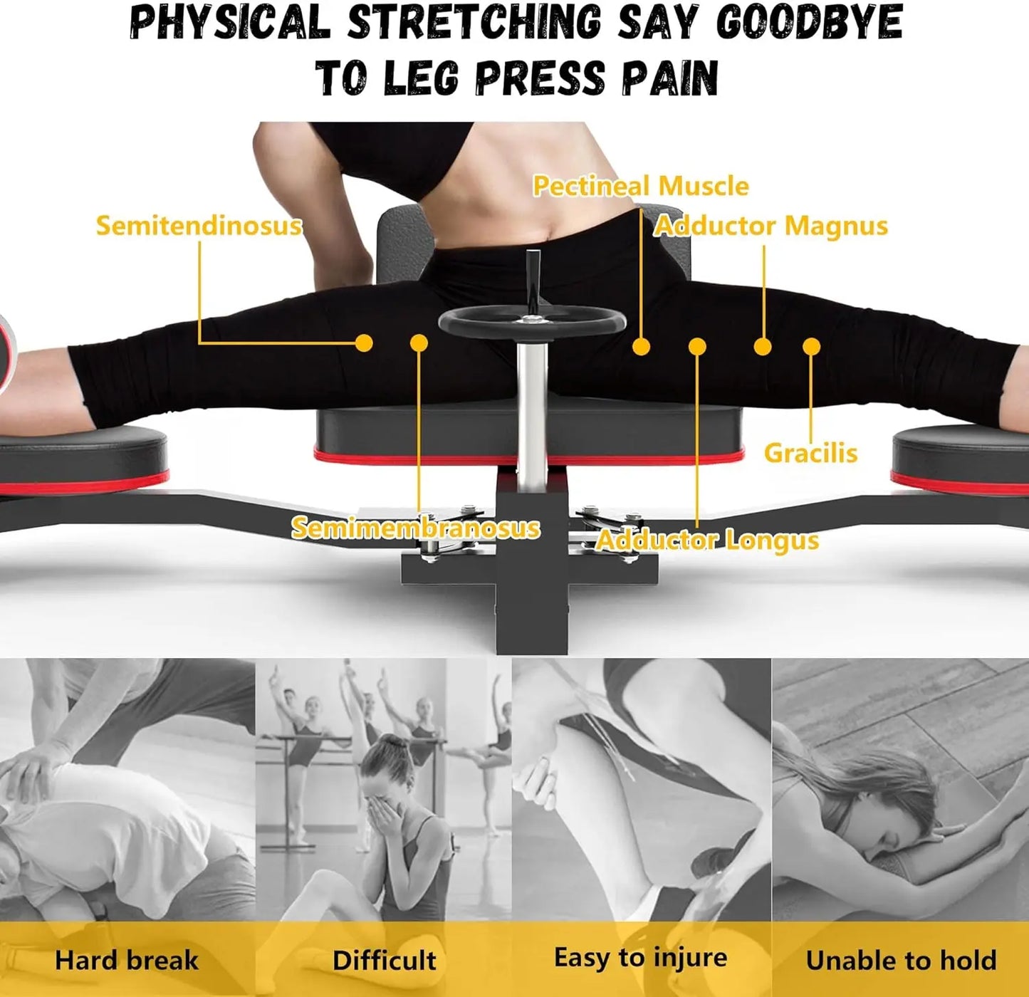 Leg Stretcher, 220LBS Leg Stretch Machine, Heavy Duty Steel Frame Equipment Splits Machine, Leg Stretching Training Machine