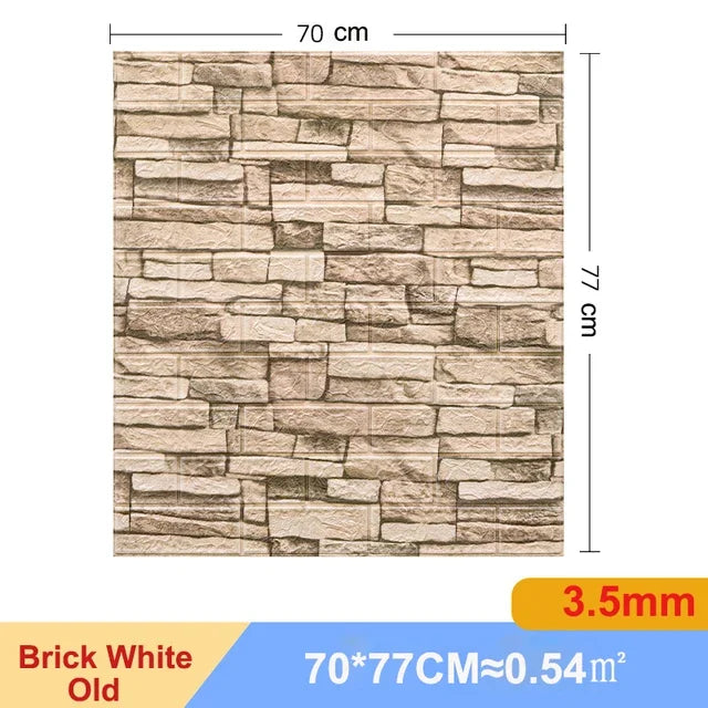 20 Pcs 3D Wall Stickers Brick Pattern Wallpaper DIY Waterproof for Living Room Bedroom Kitchen Background Home Wall Decoration