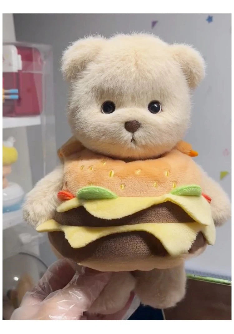 Cute Bear Crossbody Bags for Girls Soft Plush Doll Bear Shoulder Bags Lovely Girls Mini Bags Baby Infant Hamburger Toys Gifts