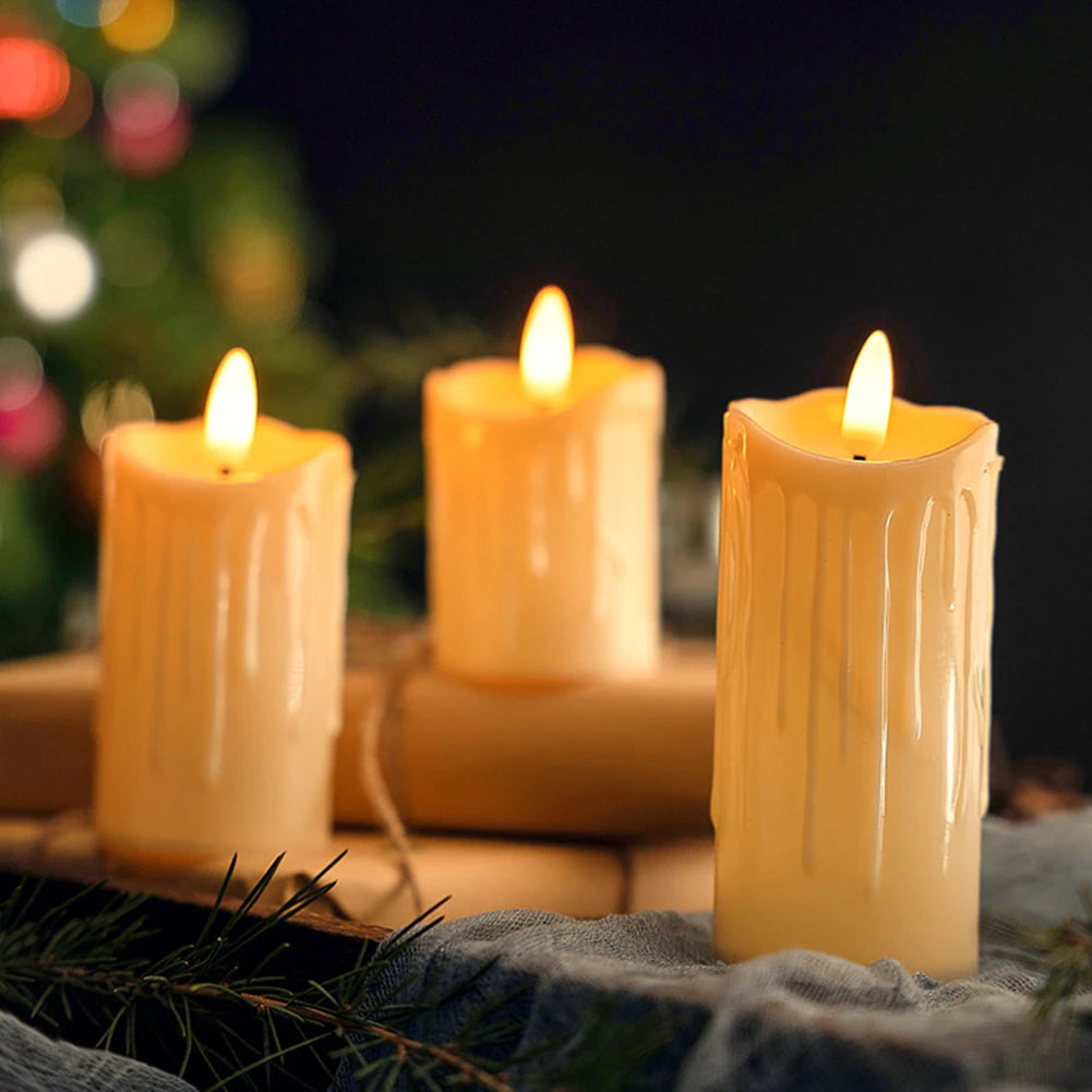 Flameless LED Candles Light Simulation Flickering Pillar Candles Tea Lights Home Wedding Birthday Party Decoration