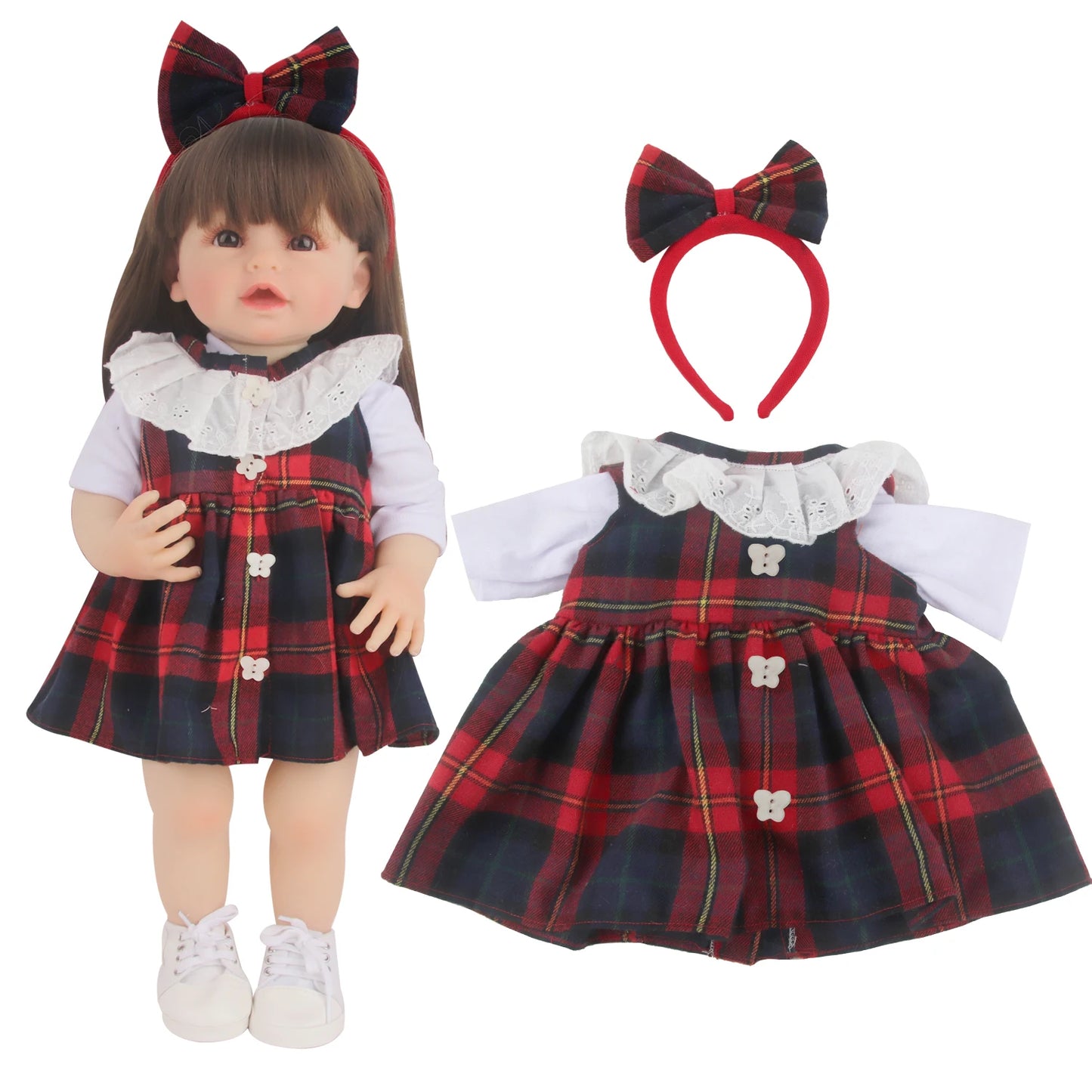 55CM 22 Inches Baby Reborn Girl Doll Full Body Soft Silicone Cute Newborn Dolls With Shoes,Clothes Girl's Best Gift Festival Toy