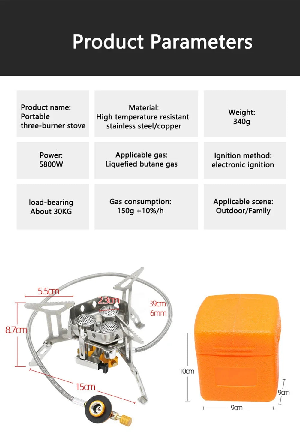 Outdoor Portable Three Head Stove Camping Windproof Stove Camping Picnic Burner Outdoor Foldable Gas Stove Newest Arrival