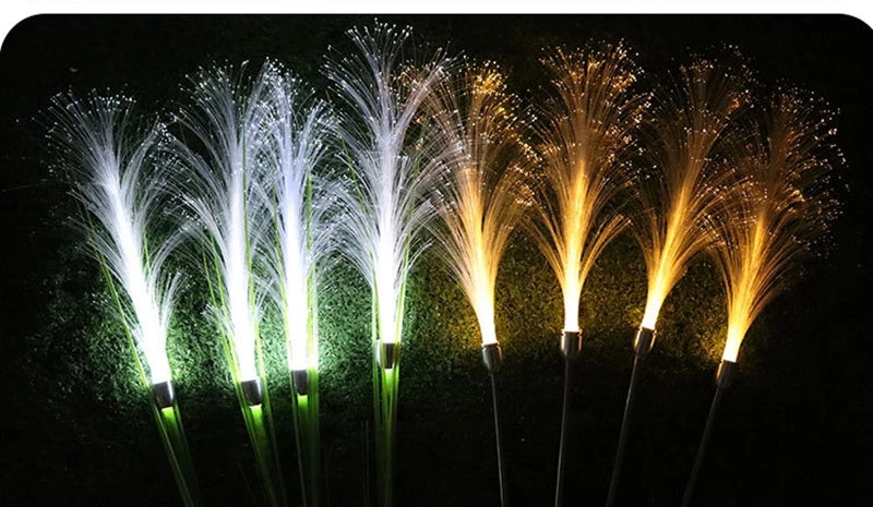 Solar Bulrush Optical Fiber Light Outdoor Waterproof Solar Powered Garden Lawn Lamp Ground Pathway Flower Landscape Lights