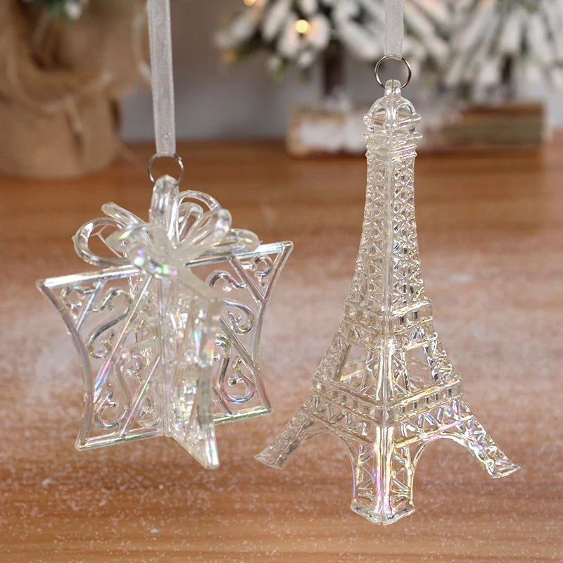 Christmas Tree Acrylic Crystal Pendant Clear Snowflake Bell Elk Xmas Tree Hanging Ornament Chrismas Home Dec 2025 New Year Gifts