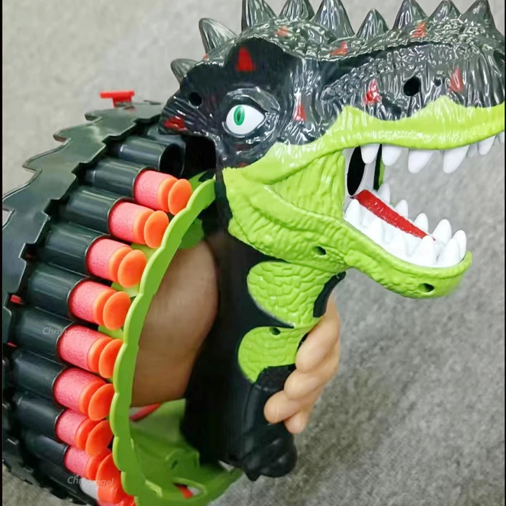 Soft Bullet Gun Toy Kids Spinning Dinosaur Wrist Gun Boys Toys Electric Burst Pistol Parent-child Blaster Shooting Game