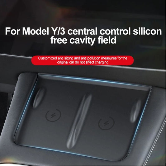 For Tesla Model 3 Y 2023 2022 2021 Silicone Wireless Charging Pad Non-Slip Mat Dust-Proof Charger Protect Cover Car Accessories