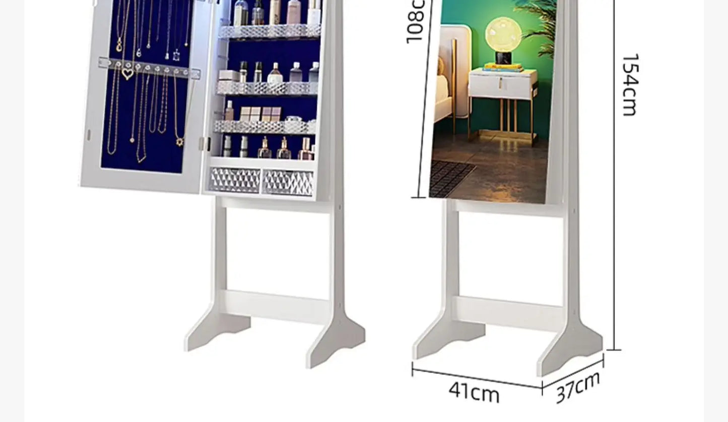 Dressing mirror, bedroom, multifunctional jewelry storage cabinet, household full body mirror, minimalist floor mirror