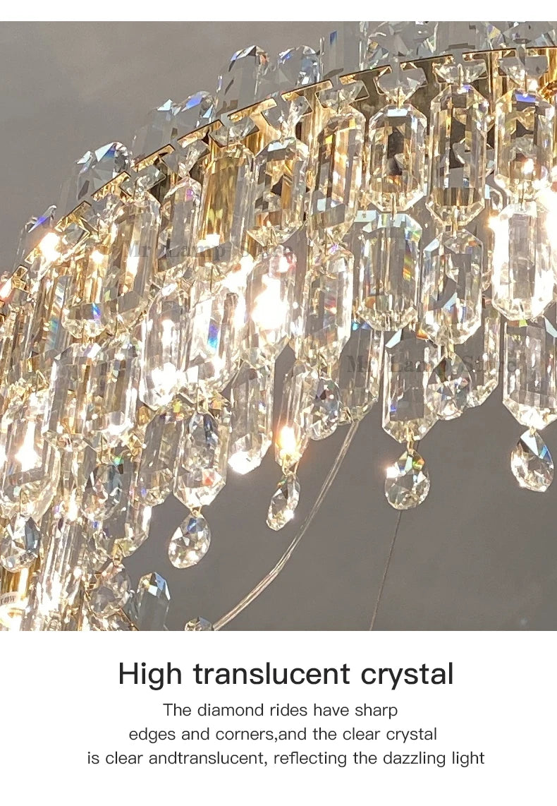 Light Luxury Crystal Pendant Gorgeous Chandelier Living Room Kitchen Light Creative Simple Luxury Atmospheric Led Decorative