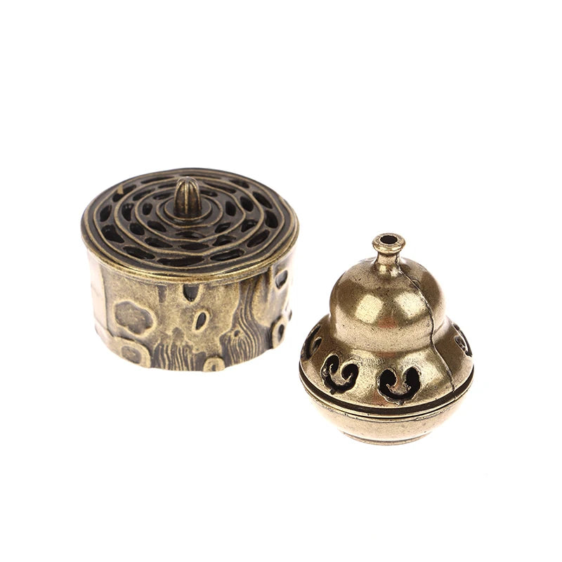 Alloy Incense Burner Chinese Buddha Lotus Flower Incense Holder Handmade Censer for Buddhist Home Office Decoration