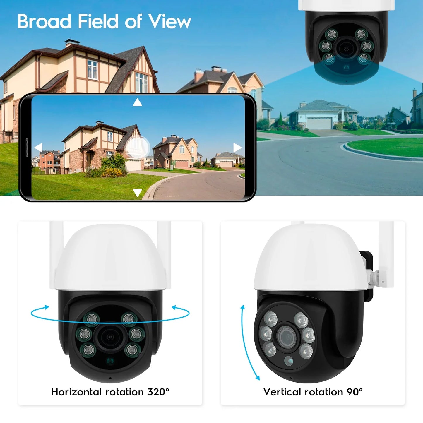 5MP Wifi IP Camera Color night vision Outdoor Auto Tracking Wireless PTZ CCTV Security Surveillance Camera Smart Life Cam