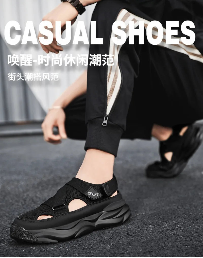 Sandals for Men Summer Cave Casual New Baotou Sports Shoes Men's Water Proof Sandals for Male Beach Shoes Platform Sandals 슬리퍼44