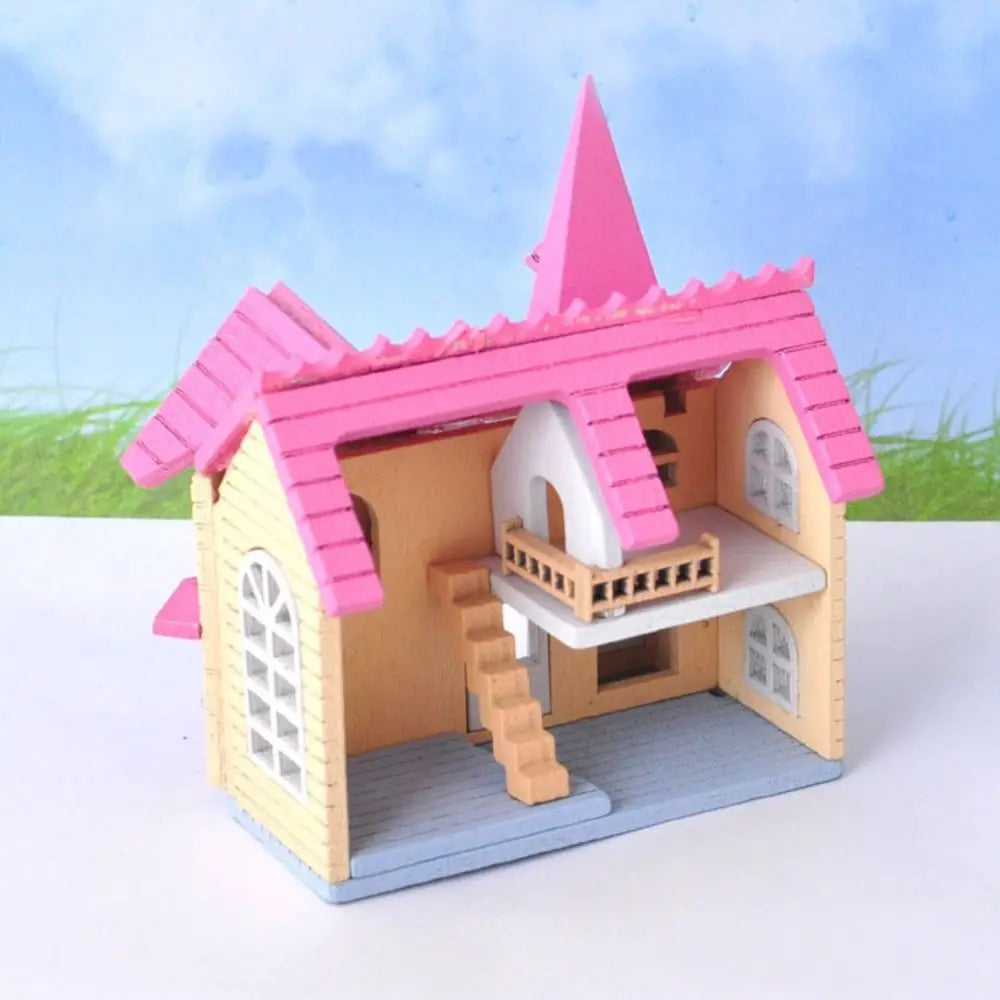 DIY Assemble Fairytale Town House Mini Doll Houses Dolls Miniature House Handicraft Wooden Miniature Handicraft Building