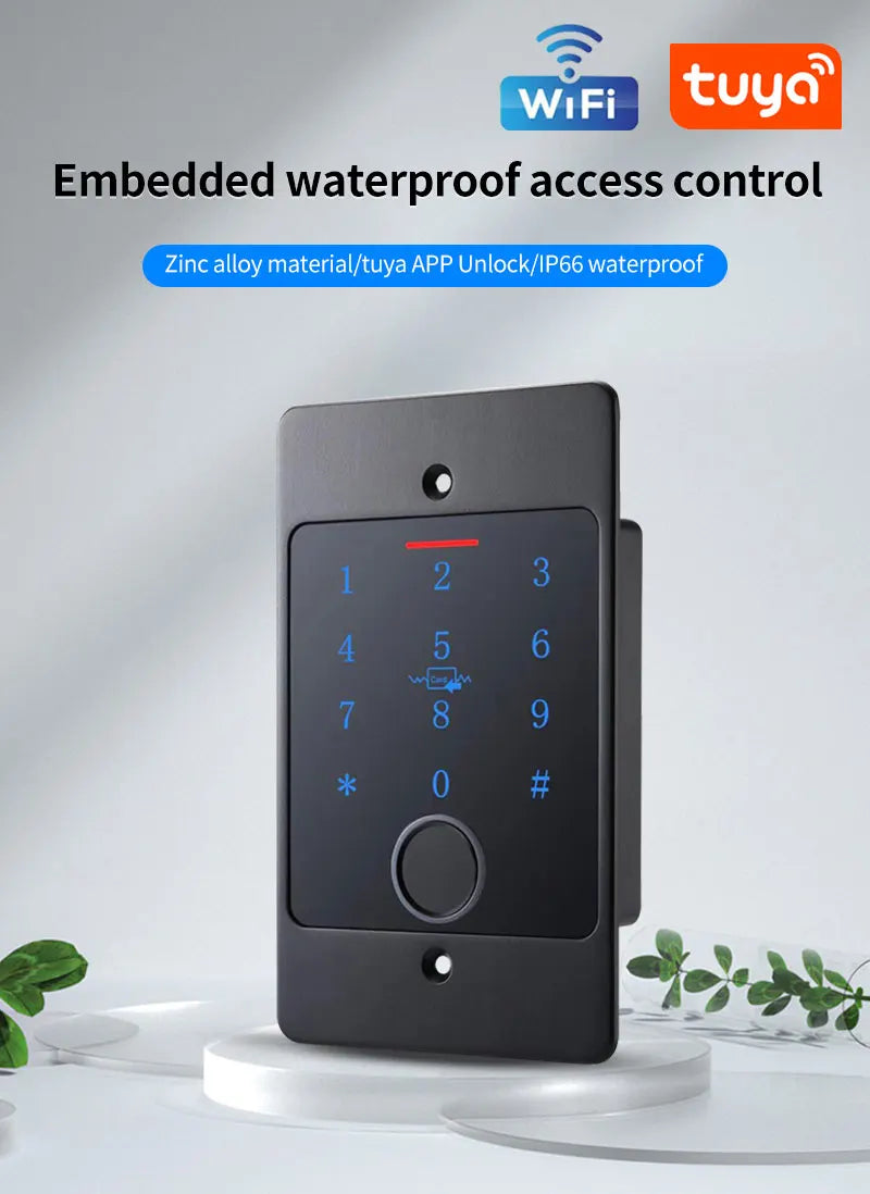 WiFi Tuya App Smart Door Lock Keyboard RFID Access Controller Waterproof Metal Keypad Concealed Install Biometric Access Control