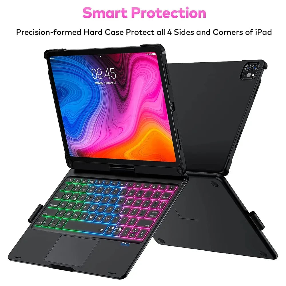 360° Rotatable Backlit Keyboard Cover For iPad Pro12.9 11 iPad10.2 7/8/9/10th Air11 13 2024 M2, iPad Cover Air4 5 Magic Keyboard