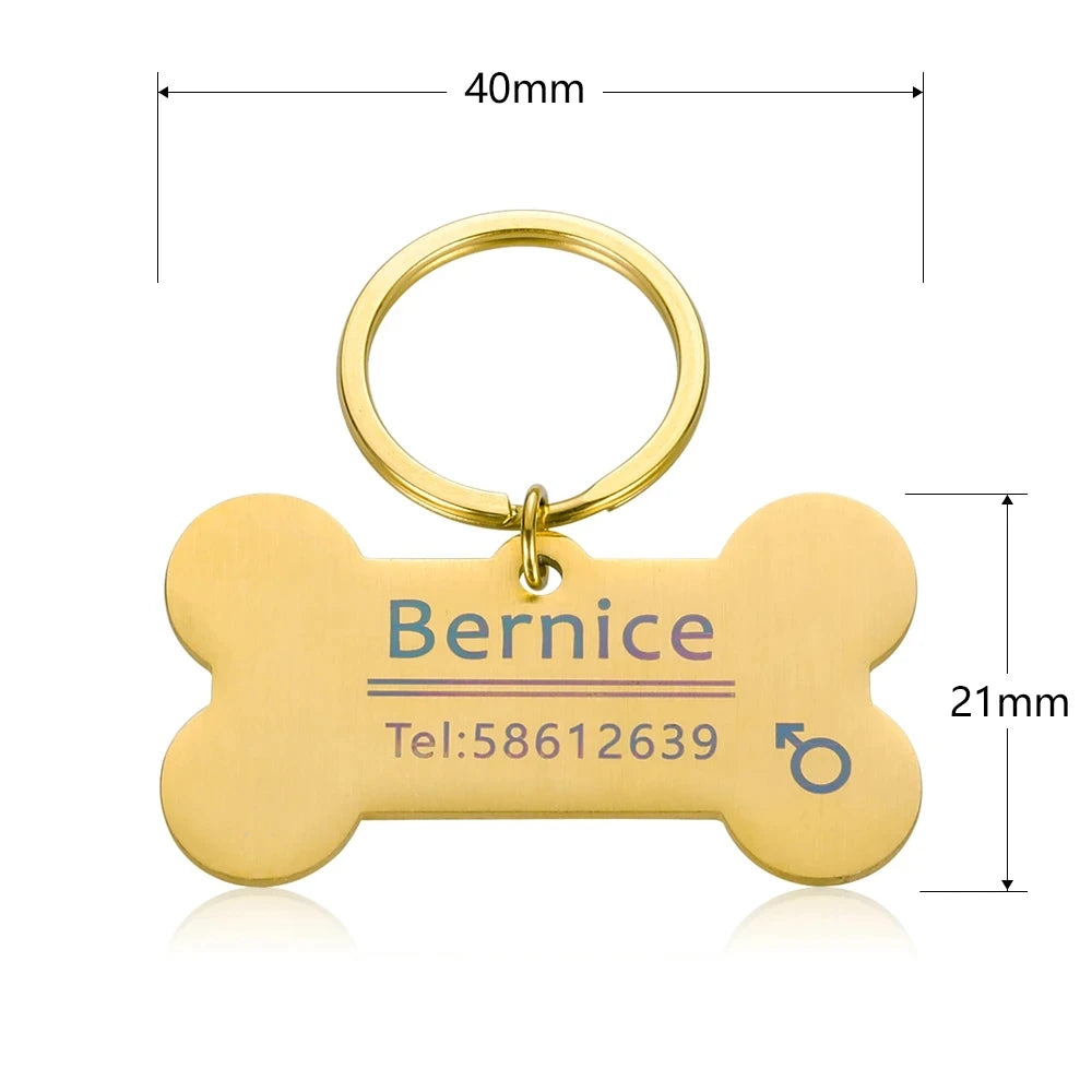 Personalized Engraved Cat Dog Pet ID Tag Dogs Anti-lost Collar Charm Engraving Pet Name Collar for Puppy Cats Collar Accessories