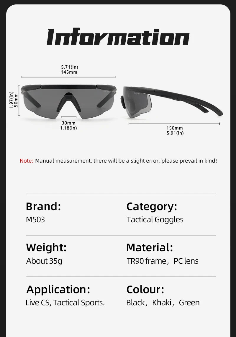 3 Lens Tactical Goggles Set Windproof Dustproof CS Military Shooting Bulletproof Sunglasses Motorcycle Mountaineering Glasses