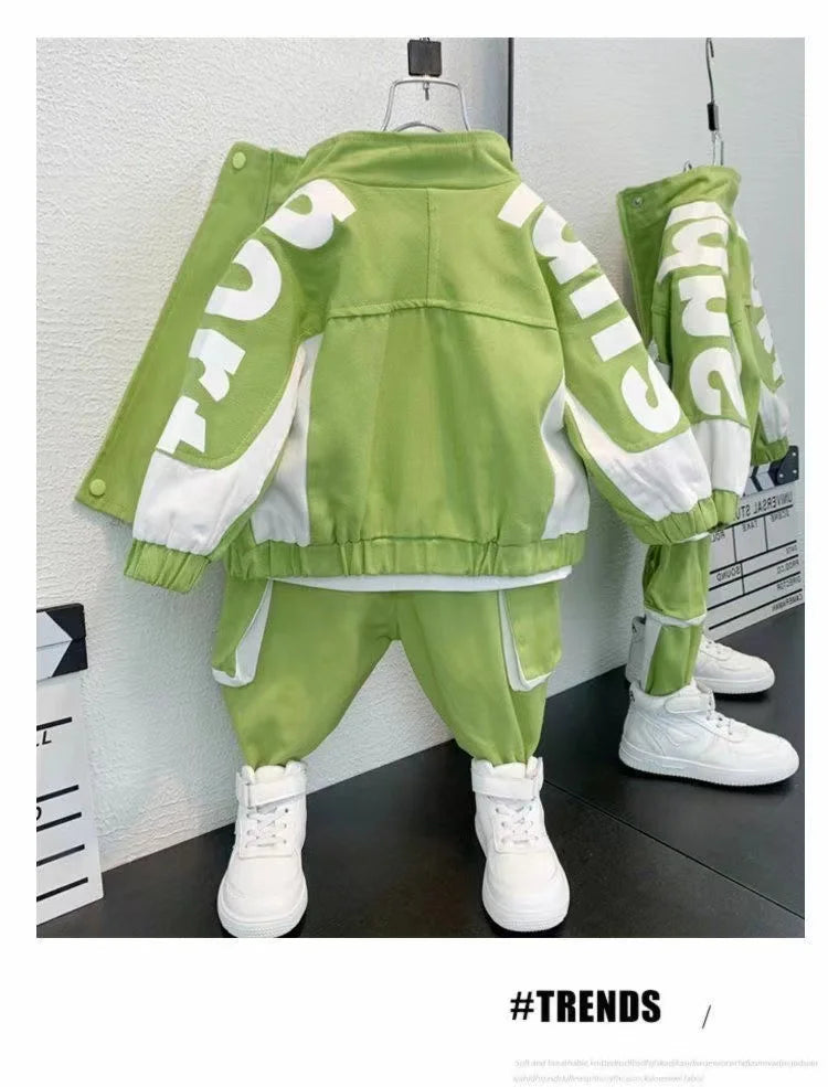 Boys Clothing Set Jacket Suit Spring and Autumn Clothing Children's Sportswear Set Boys' Baby Coat Pants Two-piece Set 2024 New