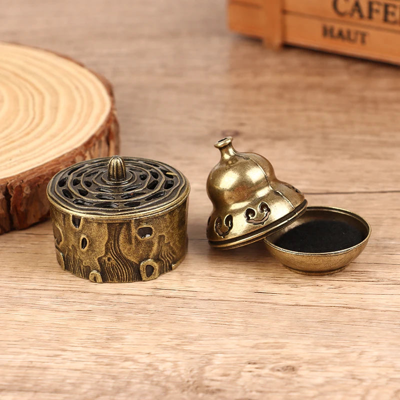 Alloy Incense Burner Chinese Buddha Lotus Flower Incense Holder Handmade Censer for Buddhist Home Office Decoration