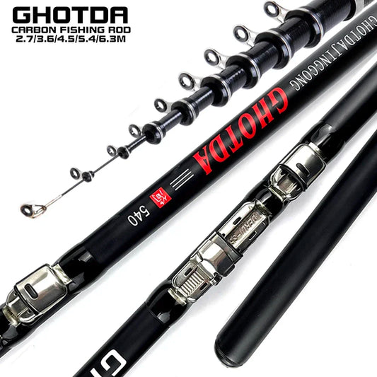 Bait Weight 10-50g Rock Fishing Rod Telescopic 2.7M-6.3M Carbon Fiber Spinning Sea Pole Super Hard Travel Boat Carp Fishing Gear