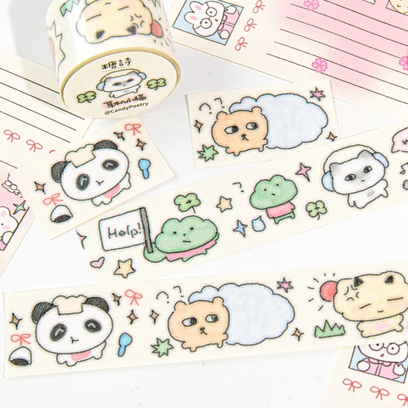 Cute Cartoon Washi Tape Flash Film Dialogue Hand Account Decorative Tape Collage Planner DIY Stationary Stickers