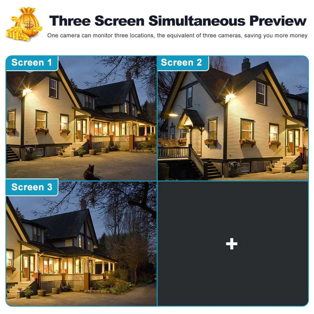 8K 15MP Three Screen WiFi Camera Outdoor HD IP CCTV Auto Tracking Security-Protection 4X Zoom 360° Outdoor Surveillance Camera