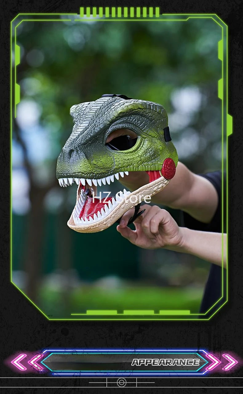 Jurassic World Toy Hard Plastic Dinosaur Mask with Opening Jaws & Sound Effect Velociraptor Mask DIY Dino Toys for Kids Gift