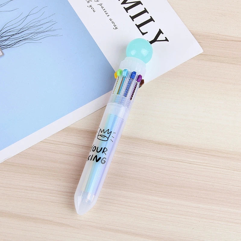 1Pcs Creative Multicolor Office School Ballpoint Pen For Kids Gift Fashion 10 Colors Stationary Writing Pens Simple Signing Pen