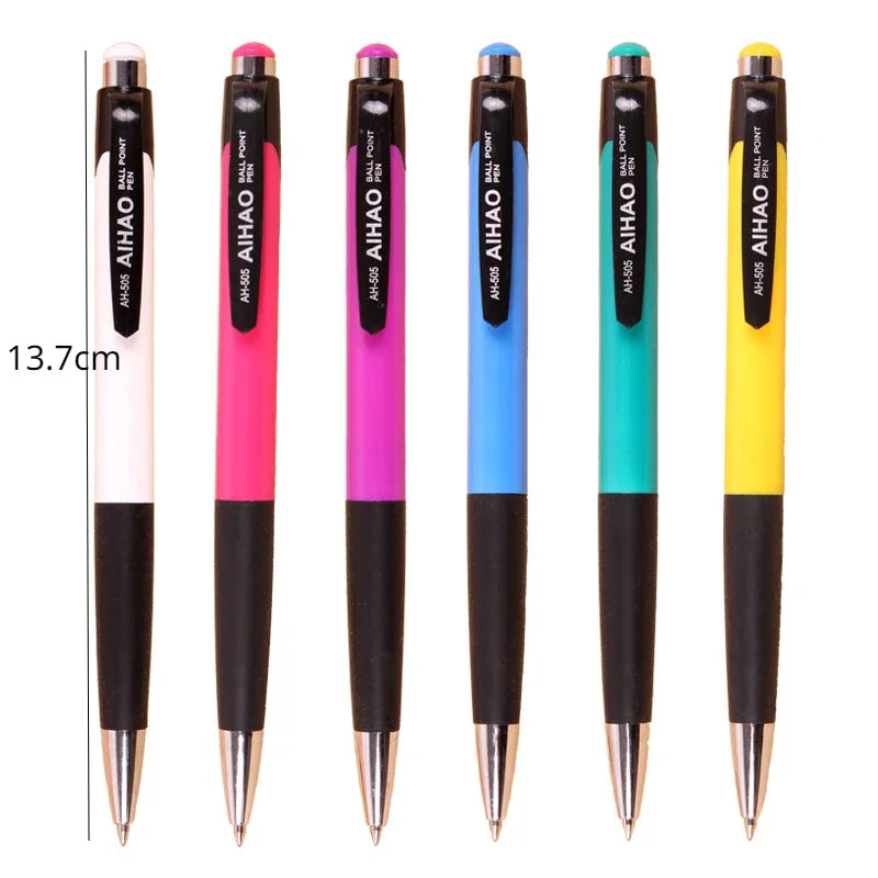 12Pcs Retractable Ball Point Pen 0.7mm Colorful Bullet Roller Pen Students Stationary Material Escolar Penholder Random Color